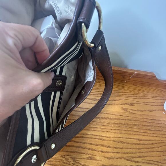 Michael Kors Bag Brown Gold Satchel Leather - Picture 6 of 13